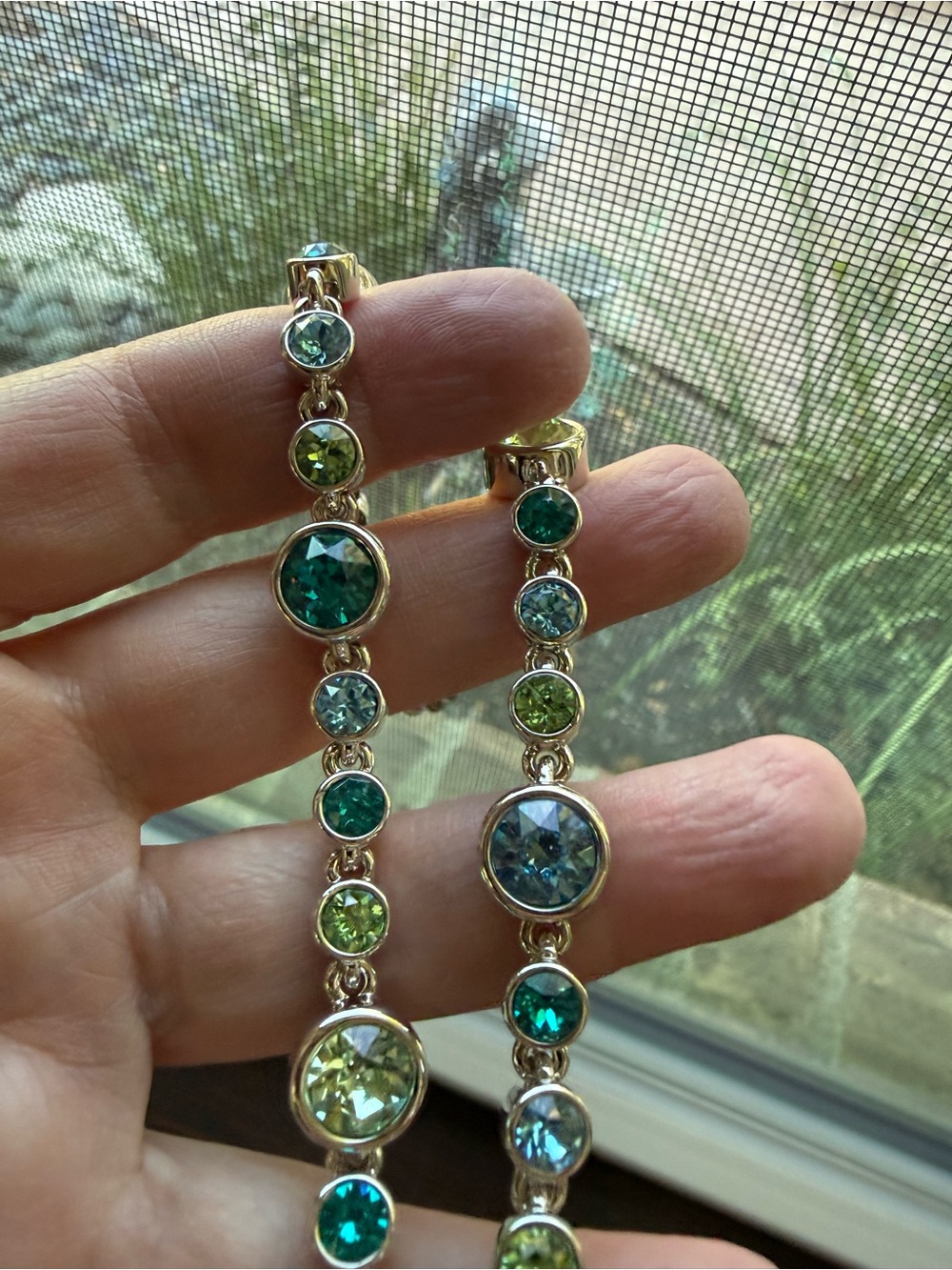 Touchstone by Swarovski blue and green double row crystal bracelet
